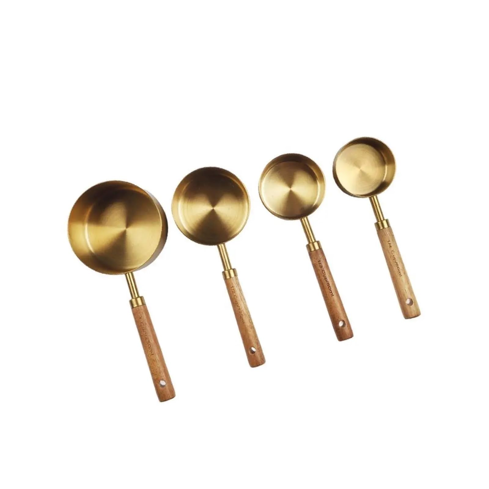 Edelstahl-Messbecher-Löffel-Set | Messbecher mit Holzgriff und goldenem Messlöffel