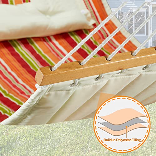 Chulim 12 Ft Double Quilted Fabric Hammock With Spreader Bars And Pillow 450 Lbs Weight Capacity 2 Person Hammock For Outdoor Patio Backyard Poolside #TOP5