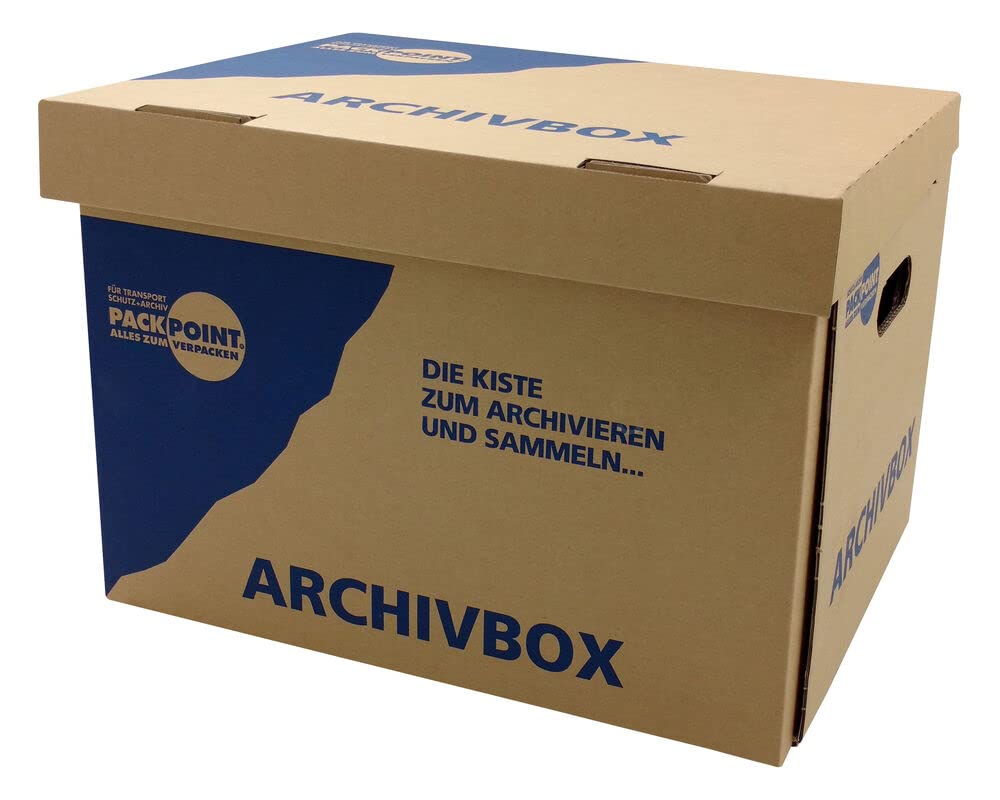 15 Stk. Archivbox Lagerbox 400x320x290mm extrem stabil, bis 250kg stapelbar/Ausführung: Braun mit Beschriftung Archivbox