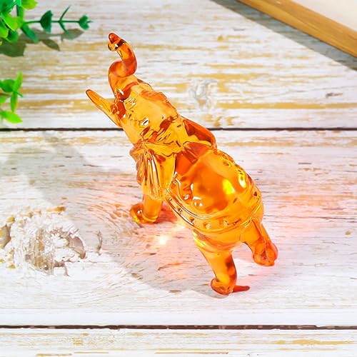 Image of YWHL Amber Crystal Elephant Figurine Gifts for Women, Handmade Glass Statue Decor Gift for Elephant Lovers, Art Crystal Animals Figurines Collectible for Home Decoration