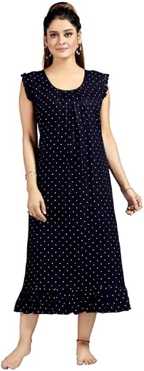 CLOUD SOFT Women’s Viscose Blend Comfort Short Nighty with Side Pockets | Soft Printed Short Night Dress for Everyday Wear...