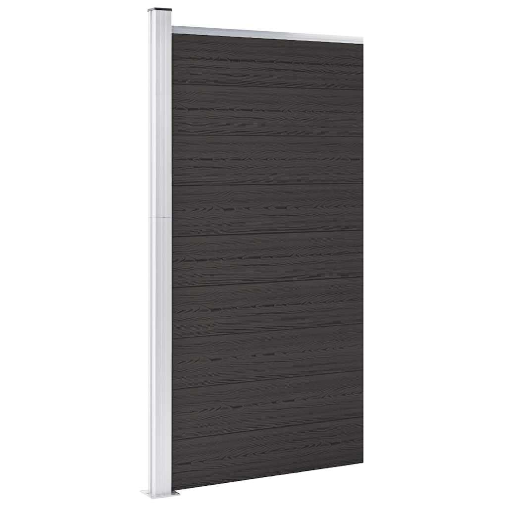 WPC Zaunelement 95x186 cm Schwarz, Sichtschutzzaun für Garten und Terrasse, langlebiges Zaunpaneel aus Holz-Kunststoff-Verbundwerkstoff mit Aluminium-Oberprofil