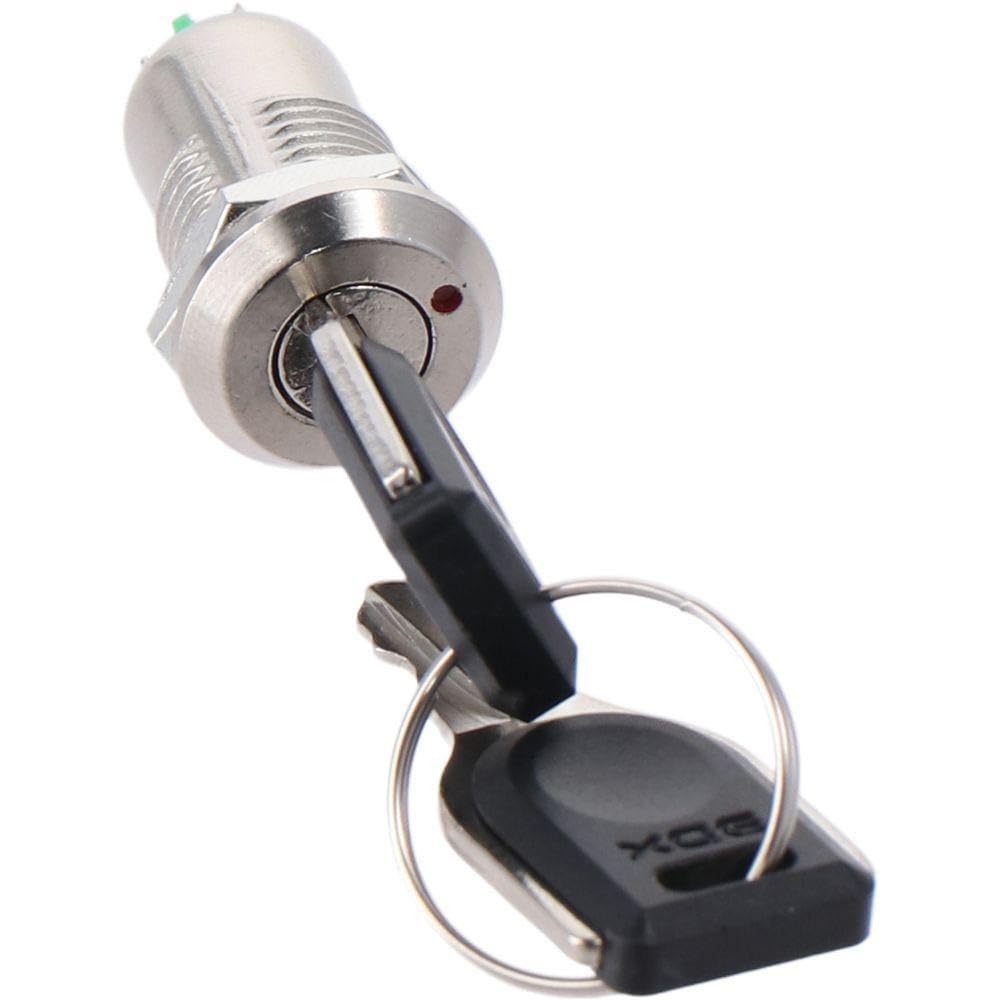 AllGIFT 5pcs12mm On/Off Metal Key Lock Switch Key Switch Lock Maintained Latching Key Switch