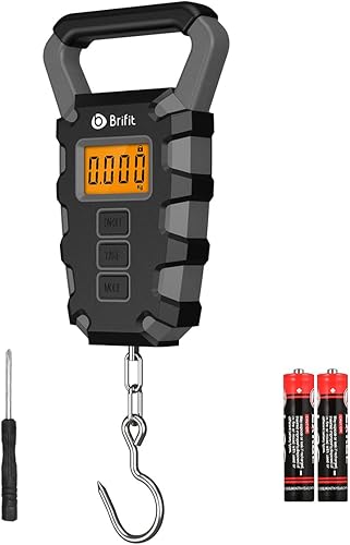 AMIR Báscula de equipaje con gancho, báscula digital de pesca de 110 libras110.2 lbs, báscula eléctrica portátil para colgar con mango grande, 3