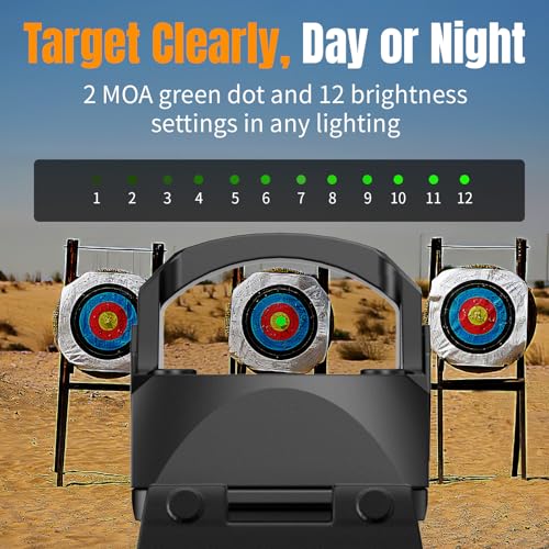 Qande Red/Green Dot Sight for Pistol, 2MOA Motion Awake Red/Green Dot Scope, 12 Brightness Adjustment Open Reflex Optics Sight,Suitable for RMR Cut Footprint or 20mm Picatinny Rail