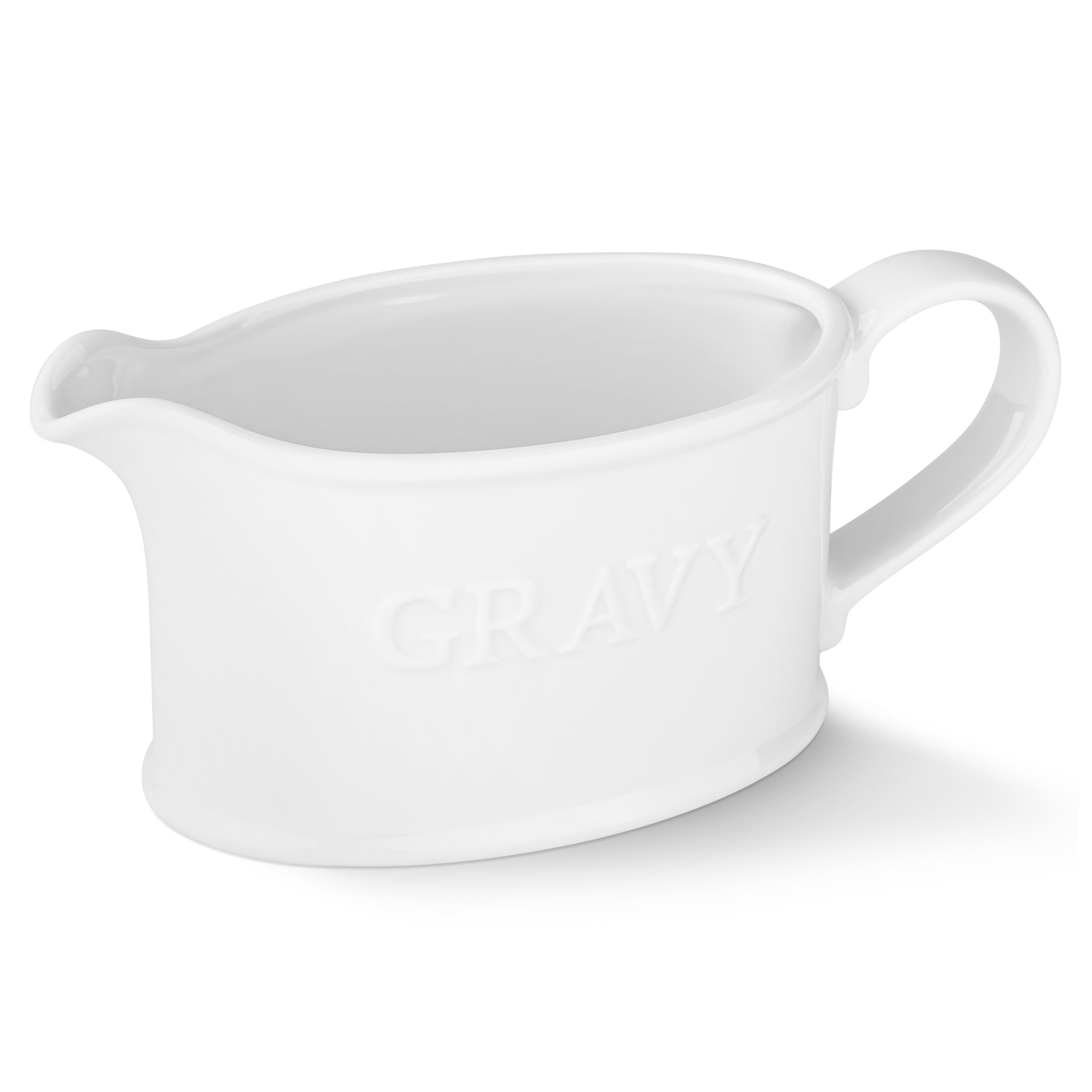Kook Ceramic Gravy Boat, Embossed, Farmhouse, 18 oz, White