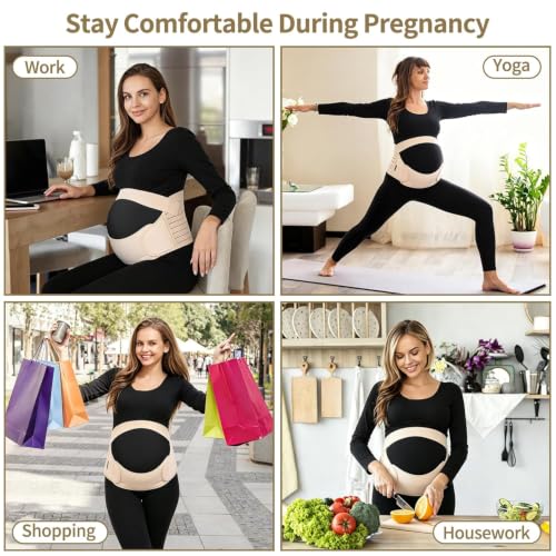 Image of ChongErfei Maternity Belt Pregnancy Belly Band 3 in 1 Support Belt for Pregnant Women (Beige, XL)