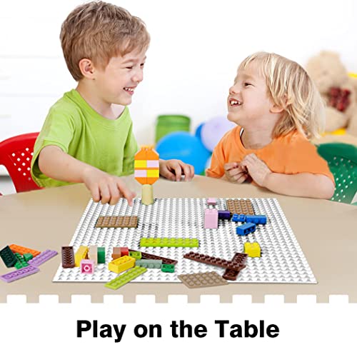 Image of 8 Pack Peel-and-Stick Building Baseplates, 10 inchx10 inch Classic Self-Adhesive Building Boards - 100% Compatible with All Major Brands of Toy Building Sets, Sturdy Stacking Play Table Top, White