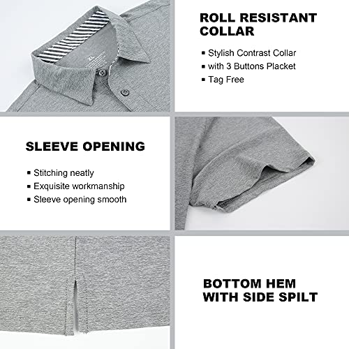 Samerm Mens Golf Shirt Moisture Wicking Quick Dry Short Sleeve Casual Golf Polo Shirts For Men(Grey L) #TOP3