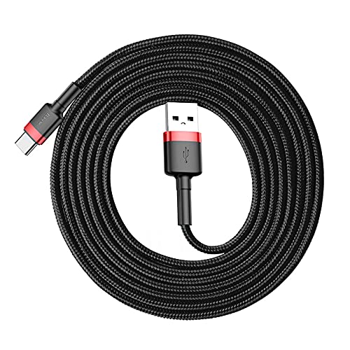 Baseus Cafule Cable Durable Nylon Braided Wire USB to Type-C 2A (2 Meter, Red Black)