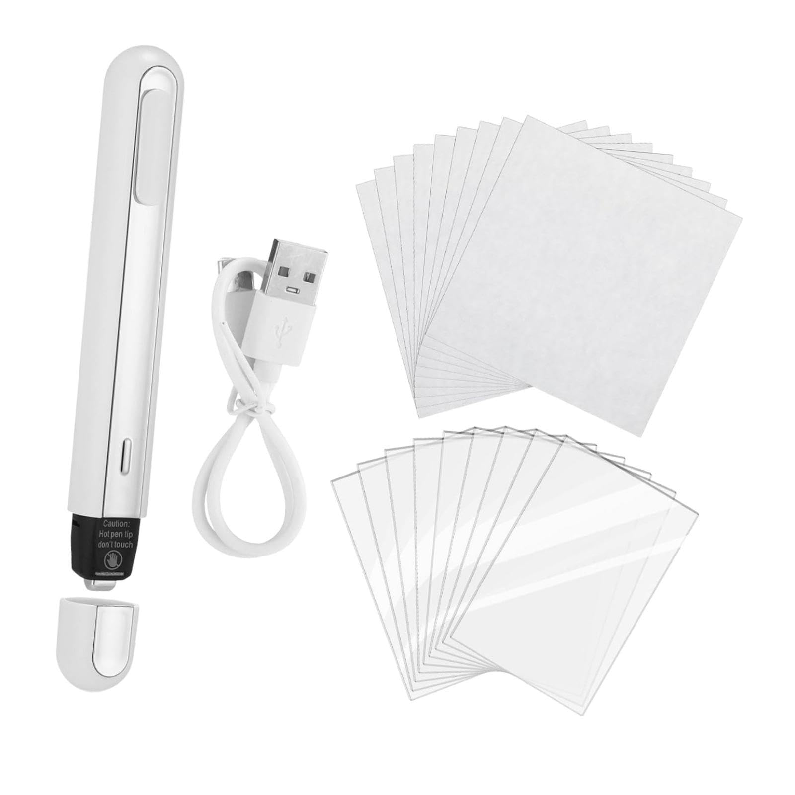 Set di 47 Pezzi per Levigare Le Carte, Set di Strumenti per La Cura Delle Carte, Trasparente, Penna a Caldo