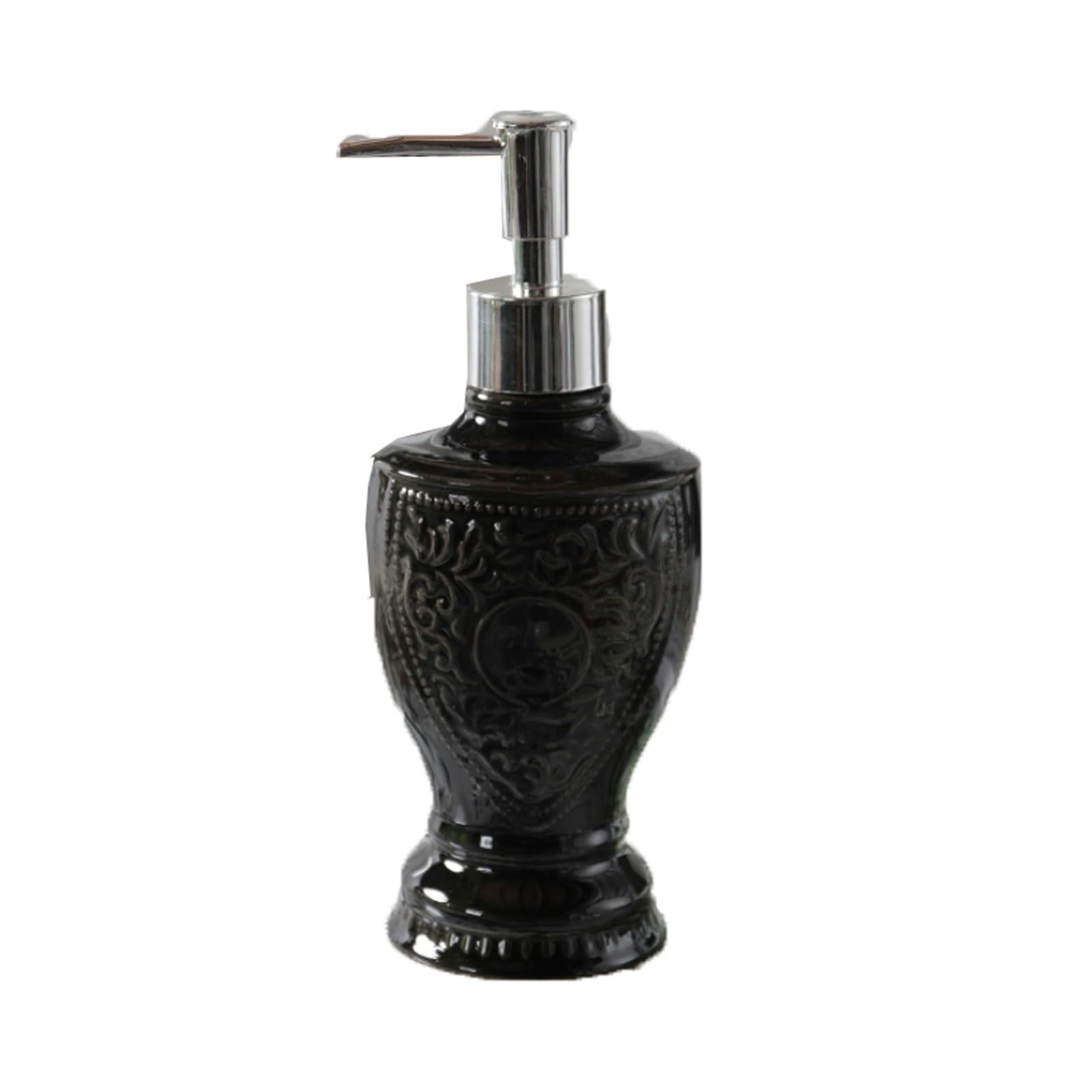 9.4oz Ceramic Soap Dispenser Smooth Polished Finish, Rounded Comfort Edges, Flat Stable Base, Countertop Lotion(Nero)