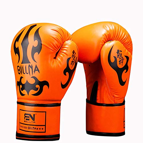 Guantoni da Boxe PU Professionale Traning Pelle Guantoni da Boxe, Thai Sparring Punzone Bag Mitt per Kickboxing, Lottare, Punch Bags, Double Ball velocità End (10 Once 12 Once),Arancia,10oz