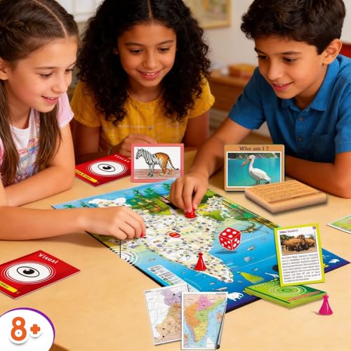 Image of Creative's Indian Wildlife Adventure | Discover The Exotic Wildlife of India Recognizing Animals from Visual Cards | Educational Board Games | Children Development Cards Game for Kids Ages 8 & Up