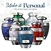 GSM Brands Cremation Urn for Adult Human Ashes - Large Handcrafted Funeral Memorial with Striking Blue Design (Aluminum - 10 Inch Height x 7 Inch Width)
