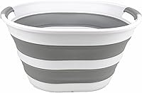 Vista 4 de Collpasible - Cesta de lavandería plegable (23 litros (blanco/gris)