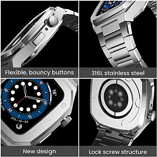 Boîtier acier inoxydable Apple Watch 45 mm bracelet boucle métal intégré - 6