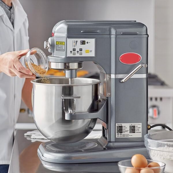 Miniatura 3 de Batidora de pie comercial de 8 cuartos de galón, gris oscuro, elevador eléctrico con controles digitales, 5 velocidades, motor de 45 HP, altura de