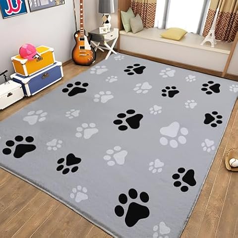 Large Flannel Area Rug with Footprints Cover