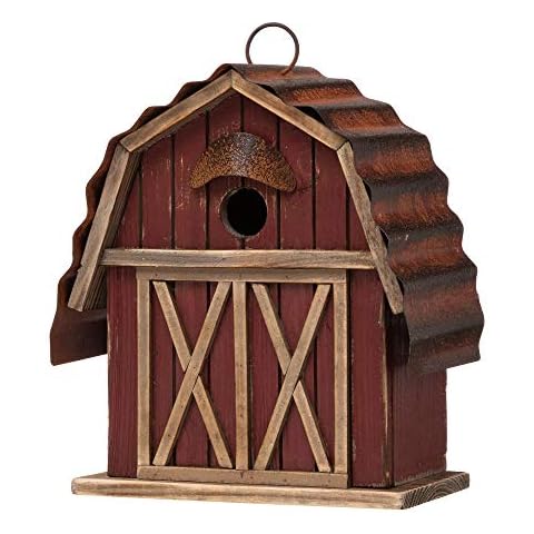Glitzhome Casa rústica para pájaros de madera maciza envejecida Cover