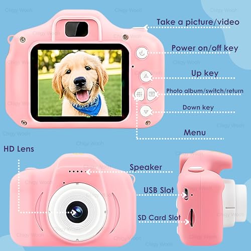 Image of Digital Camera for Kids | 2-Inch Screen with 1080P Video Recording | Preloaded Mini Games, Rechargeable Fun Learning Toy for Boys and Girls | for Kids | Pink