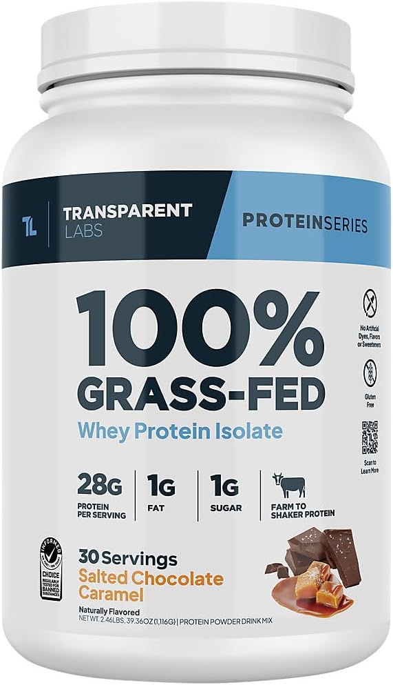 Transparent Labs 100% Grass Fed Whey Protein Isolate - Salted Chocolate Caramel (2.46 Lbs. / 30 Servings)