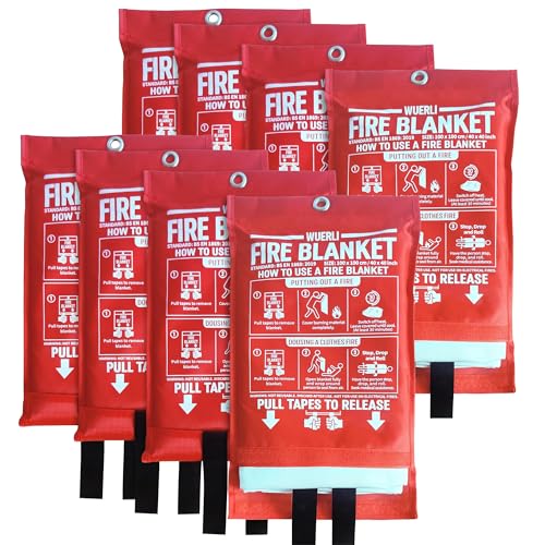 Image of Fire Blanket for Home and Kitchen,40 inch x 40 inch,8 Pack,Emergency Fire Blanket