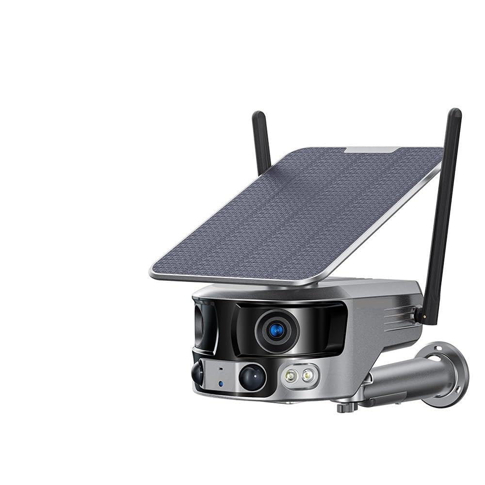 Kamera monitoringowa, 4K 8MP podwójny obiektyw 4G kamera słoneczna zewnętrzna 180 ° bardzo szeroki kąt widzenia PIR kamera bezpieczeństwa wykrywająca człowieka 4X Zoom, Bezpieczeństwo, Zabezpieczenie