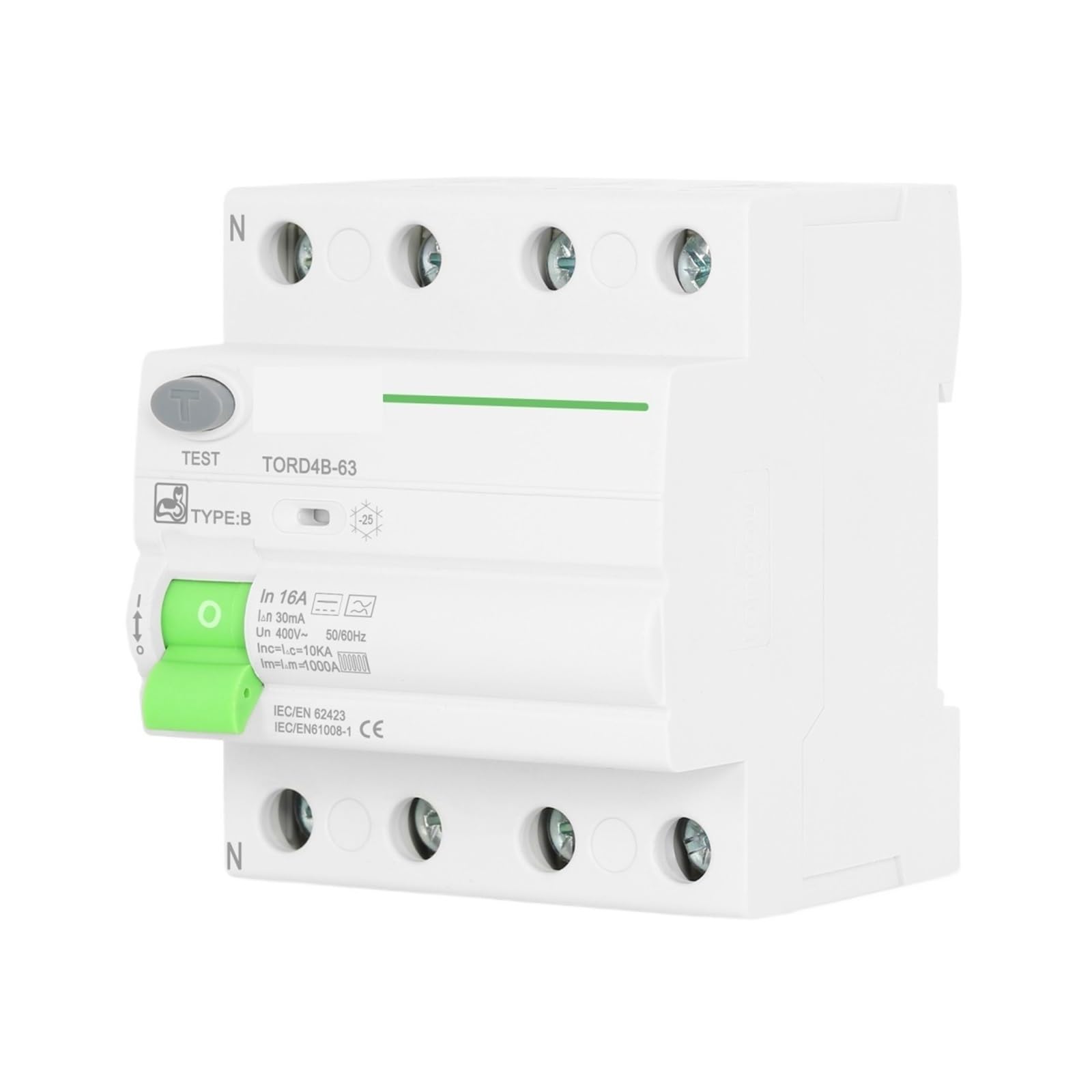 RCD Włącznik ochronny FI typ B Wyłącznik różnicowoprądowy Evse 2P 4P AC 40a 63a 30ma 100ma 300ma 100ma 10KA szyna DIN 230V (2P, 40A)