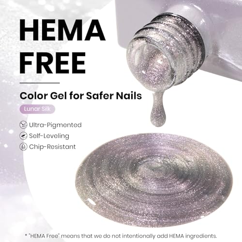 Image of Beetles Lunar Silk Silver Cat Eye Gel Nail Polish - 15ML Full Size Silver Cat Eye Glitter Gel Polish Magnetic Shimmer Effect Soak Off UV French Nail Art Design Salon DIY Manicure Gifts for Women