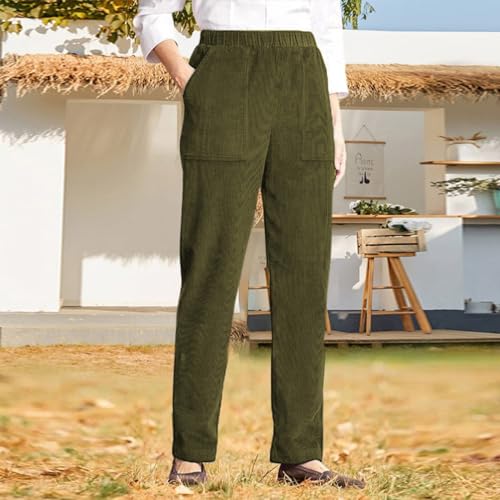 Womens Golf Pants Corduroy High Waisted Fall Pants Pull On Lounge Pant Straight Leg Work Tapered Pant with Pockets2
