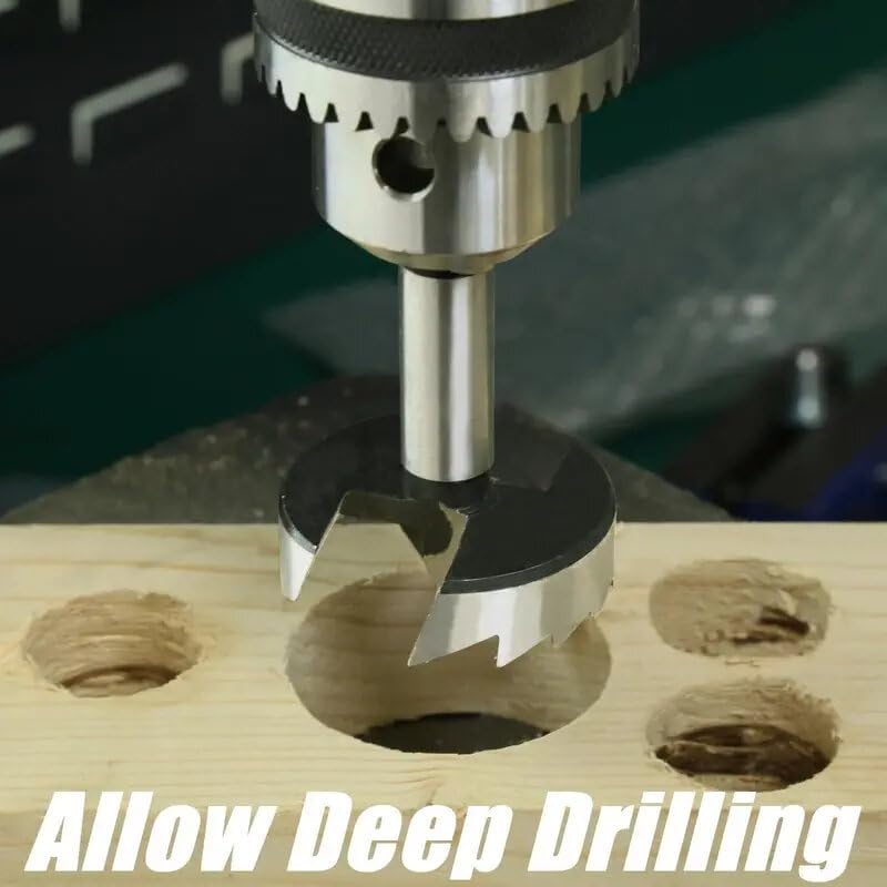 Forstner Drill Bit Set High Carbon Steel Tools 5pcs 15mm 20mm 25mm 30mm 35mm Self Centering Hole Saw for Wood Plastic Plywood Round Shank Precision Cutting (Type:#A)