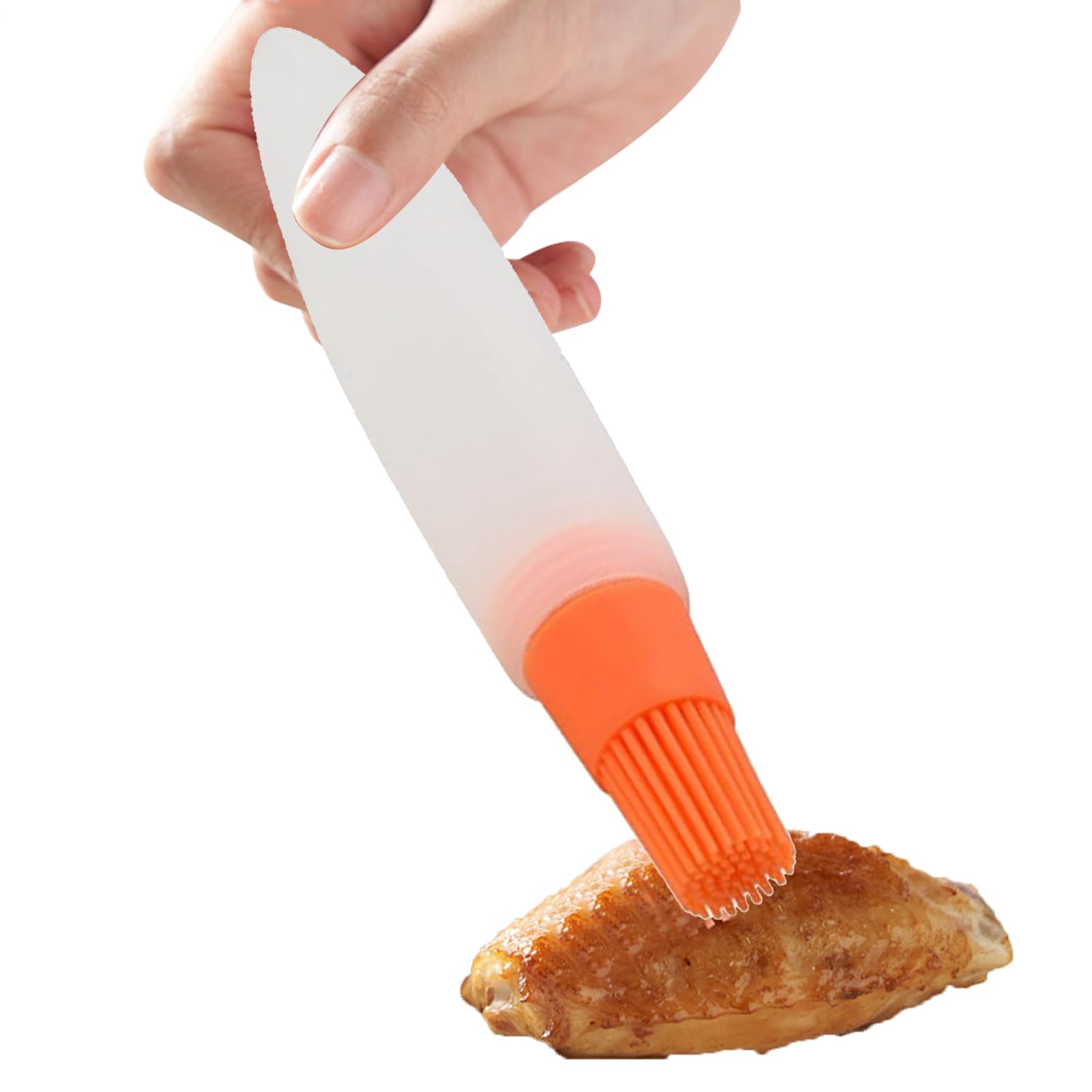 Oil Silicone Brush Bottle Set - Cooking Baking Barbecue Oil Spread Applicator | Soft Flexible Silicone Bristle with Transparent Storage Container, Kitchen Food Grease Control Tool