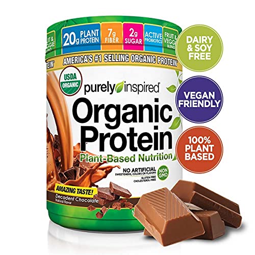 Purely Inspired Organic Protein Shake Powder, 100% Plant Based with Pea & Brown Rice Protein (Non-GMO, Gluten Free, Vegan Friendly), Decadent Chocolate, 1.5lbs