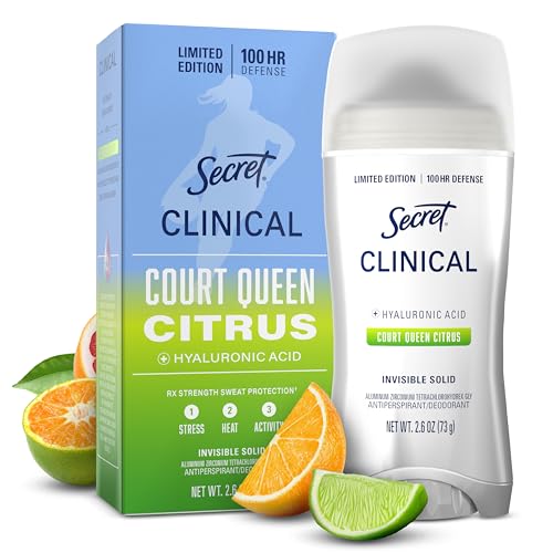 Image of Secret Clinical Strength 100HR Defense, Invisible Solid Antiperspirant Deodorant for Women, A'Ja Wilson Edition, Triple Threat Sweat Protection, Hyaluronic Acid, Court Queen Citrus Scent, 2.6 oz