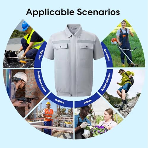 Meichoon Summer Cooling Jacket Unisex Short Sleeve Air Conditioner Clothes with Powerful Fans for Camping Hiking Fishing3