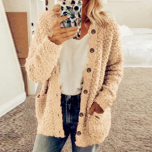 LRMQS Sherpa Jacket Women Trendy Fleece Fuzzy Warm Teddy Cozy Cardigan Sweaters with Pockets Casual Soft Winter Coats Clothes2