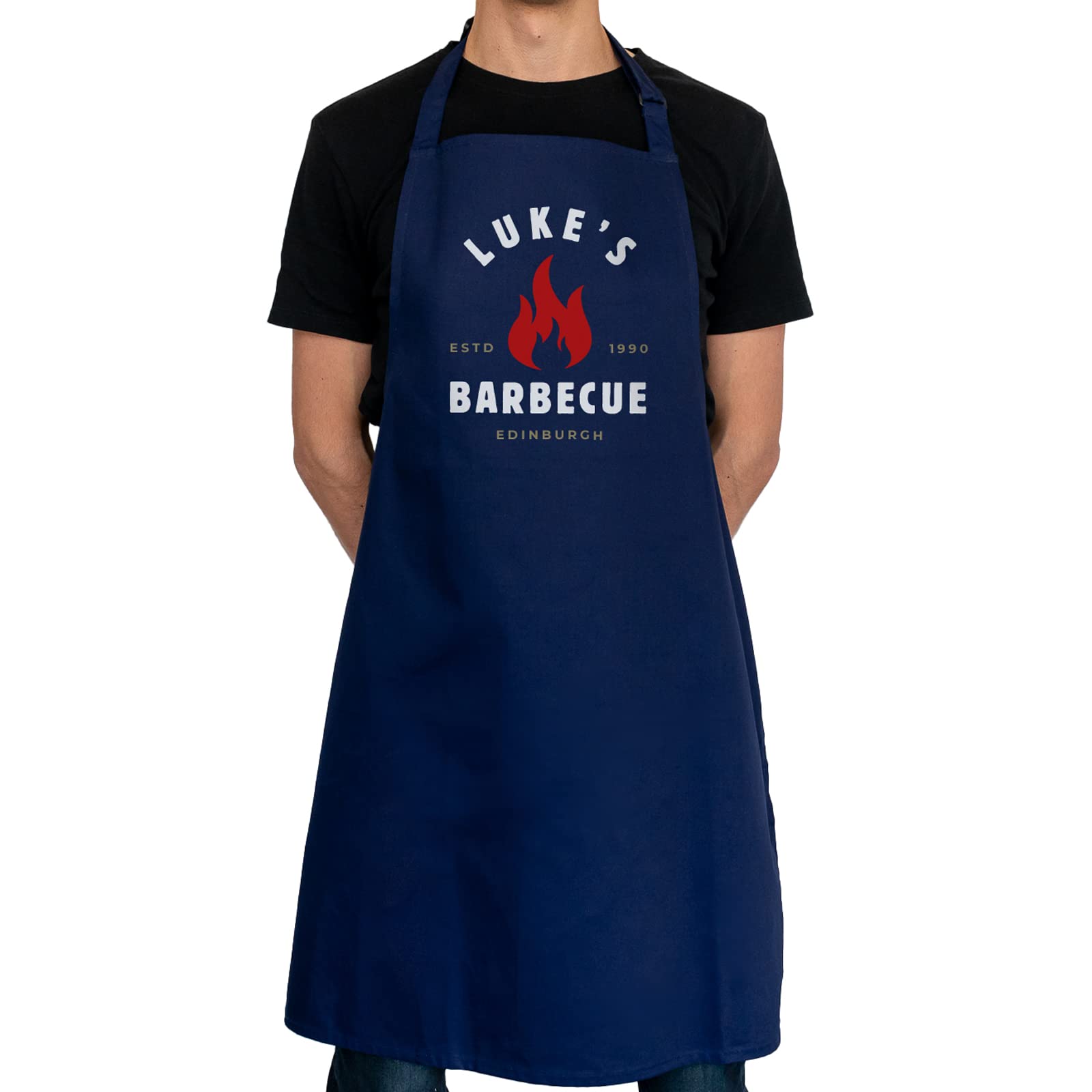 Stickerscape Men's Navy Personalised Bbq Apron (Flame - ) | Flame Barbecue Adults Apron For | Gifts For Fathers Day, Birthday Or Christmas | Bbq Accessories For Dad