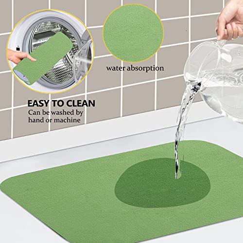Image of Kuber Industries Microfiber Reversible Dish Drying Mat with Absorbent Parity for Kitchen 19 inchx 15 inch,Pack of 2 (Green)