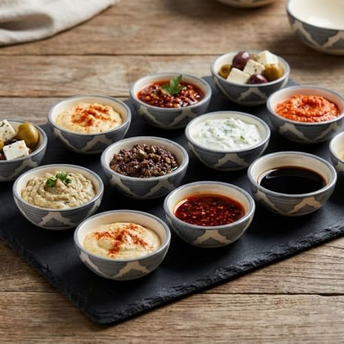 Image of Dip Dipping Simple Ceramic Bowls for Everyday Meals - Perfect for Breakfast, Smoothie Bowls, Veggies, Soups, Pasta, Snacks, Rice, Fruit, Ice Cream, Salad, Oats, Dessert (Grey, Set of 2)