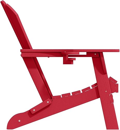 Miniatura 8 de Silla plegable Adirondack de Patio Kingdom con portavasos, sillas de plástico HDPE para exteriores, resistentes al clima, aspecto de madera real