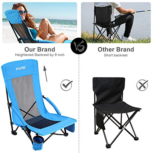 G4Free Low Sling Beach Chair, Folding Portable Beach Chair Backpack Camping Chair For Adults With Mesh Back And Low Seat, Heavy Duty Reclining For Sand Camping (Blue) #TOP5