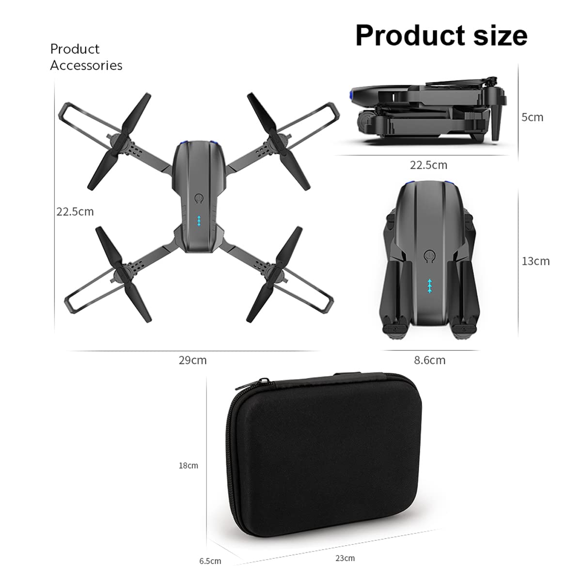 Droni RC Pieghevoli con Fotocamera HD per Adulti, Mini Drone con Fotocamera, Luce LED ad Alta luminosità, modalità Senza Testa, commutazione Doppia Fotocamera 4k, Rotazione a 360°, librazion