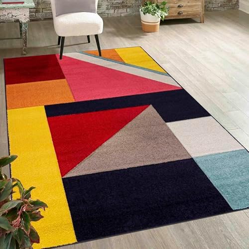Mazovia Tapis Moderne Géométrique à Poils Courts - Coloré et Soup...