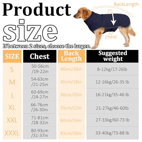 SilverChry wasserdichte Warme Hundejacke, Hundemantel Mit Geschirr Reflektierend, Hundemantel Wasserdicht Warm, Hundemantel Fleece Grosse Hunde Für Kaltes Wetter Für Hund Indoor & Outdoor Camping(M)