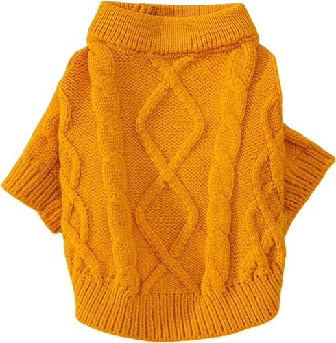 Tengcong 犬用コスチューム 犬用セーター 犬服 冬 セーター 洋服 猫 ドッグウェア 防寒着 暖かい 可愛い おしゃれ 小型犬 中型犬 大型犬 (イエロー, L)