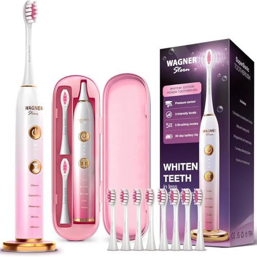 Wagner Stern WHITEN+ – Brosse à dents électrique avec capteur de pression, 5 modes, 3...