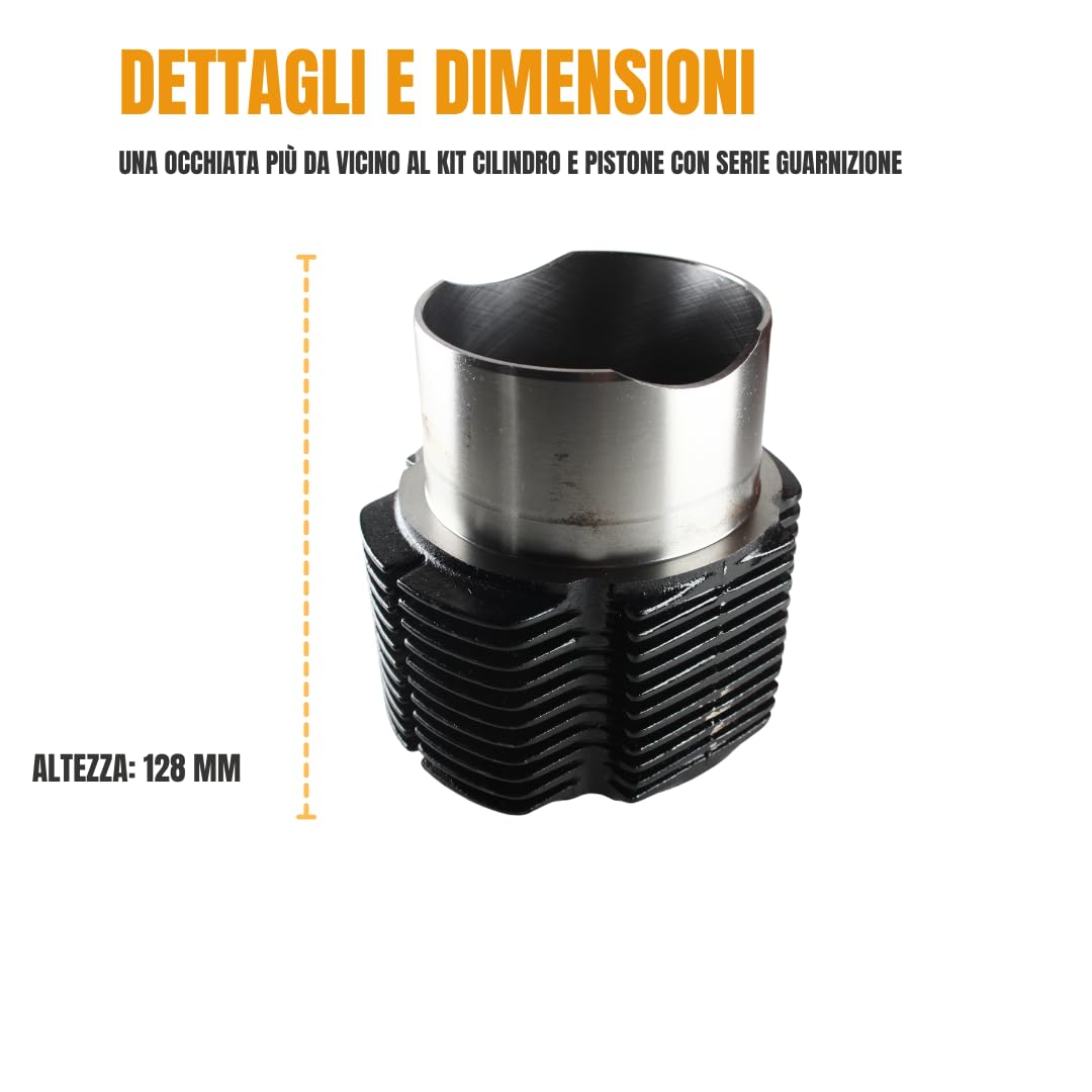 Generico Kit Cilindro e Pistone + Serie Guarnizione Completa e Paraoli Compatibile per Motore Lombardini Diesel 6LD 400 per Motozappa e Motocoltivatore