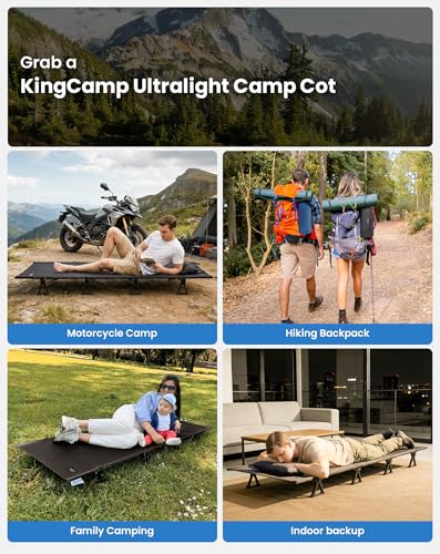 KingCamp Ultralekkie składane łóżko kempingowe 2.4 kg & 36x13 Pakowanie Rozmiar Obsługuje 136 kg Przenośne kompaktowe składane łóżko kempingowe do kempingu, podróży, wędrówek, plaży, domu i użytku na
