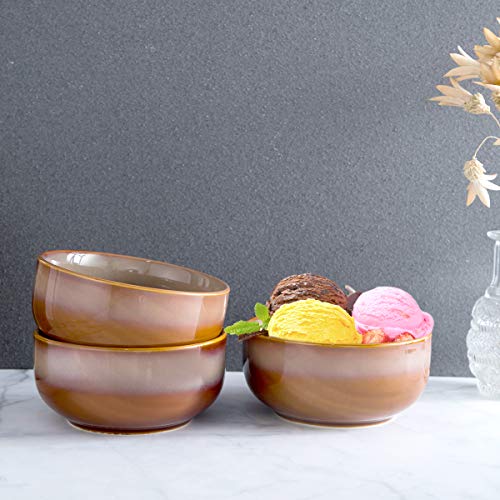 Hasense Ceramic Cereal Bowls Set Of 6 For Kitchen, 20 Ounce Soup Bowls For Pasta Salad Dessert Rice And Oatmeal, Brown #TOP5